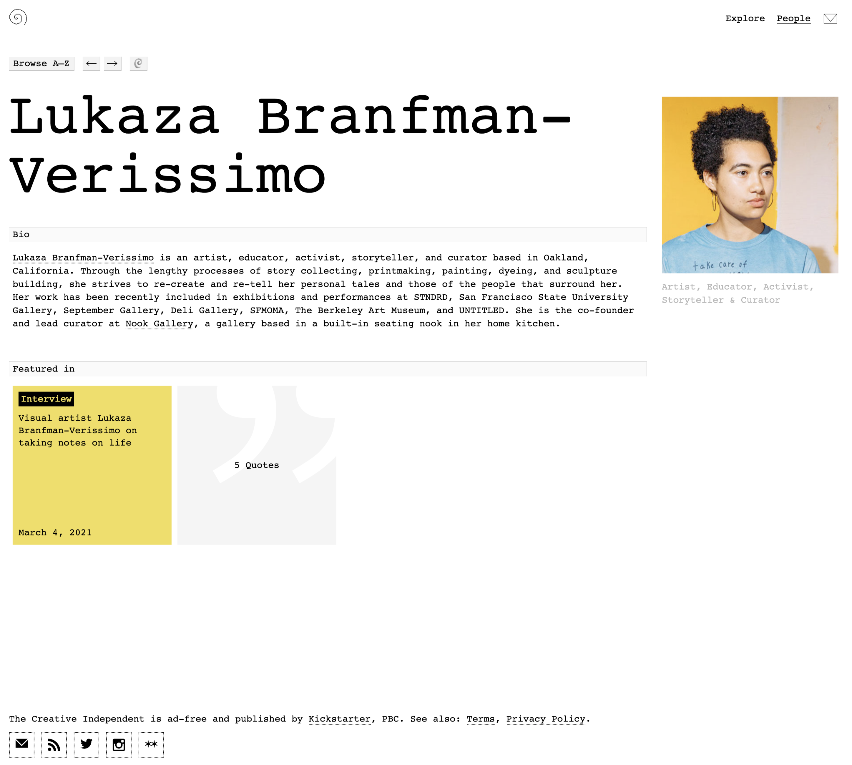 The Creative Independent's website